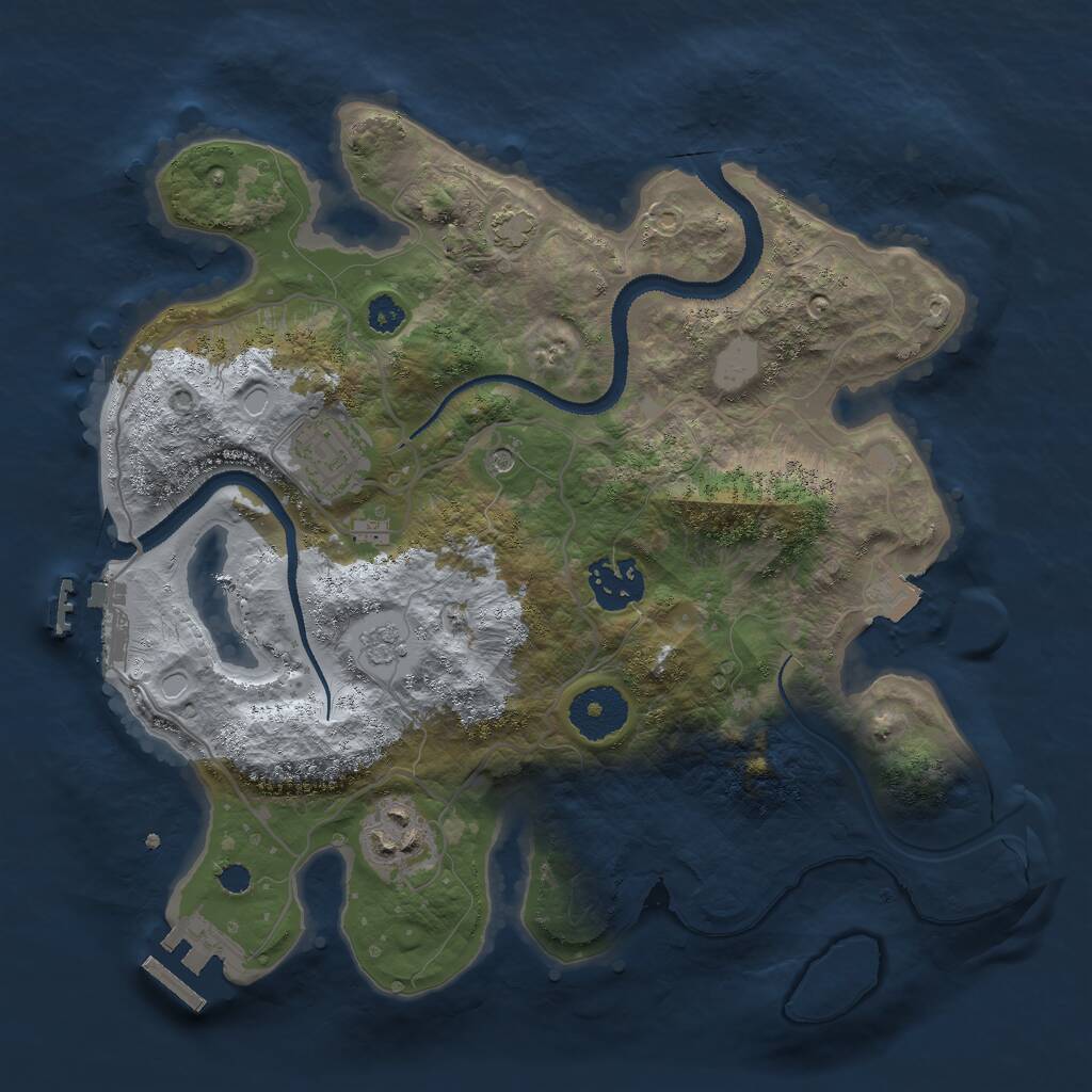 Rust Map: Procedural Map, Size: 3000, Seed: 1295806, 9 Monuments