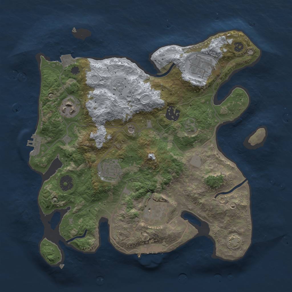 Rust Map: Procedural Map, Size: 3000, Seed: 1406744235, 13 Monuments