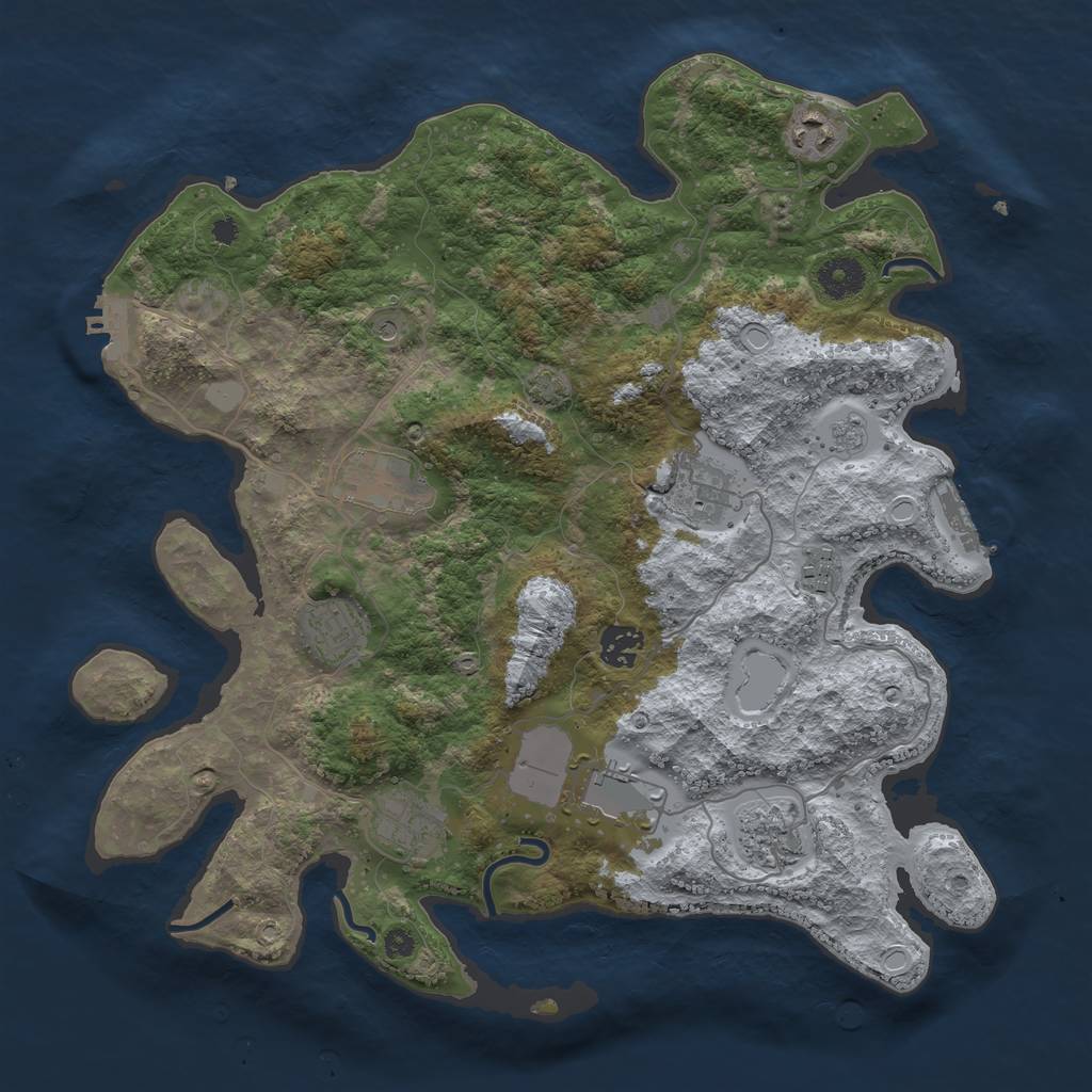 Rust Map: Procedural Map, Size: 3700, Seed: 26327140, 17 Monuments