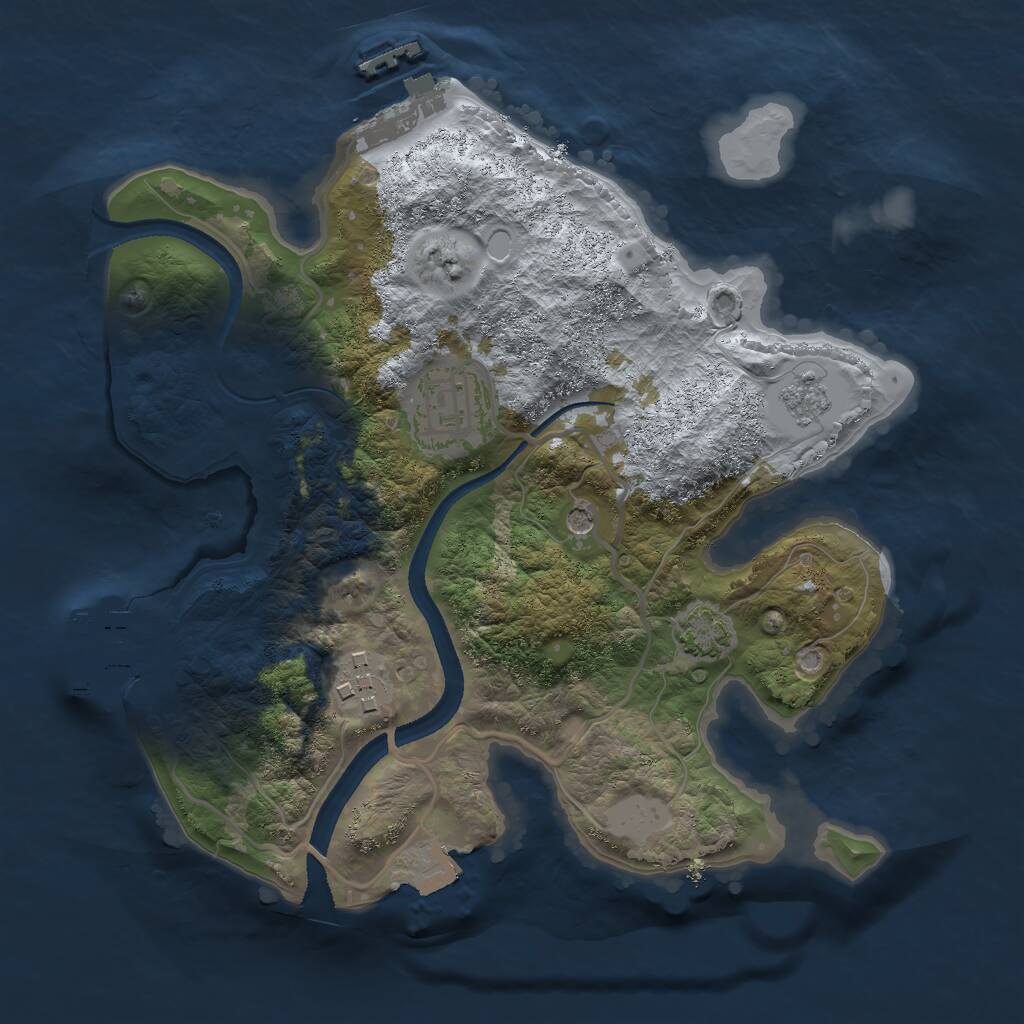 Rust Map: Procedural Map, Size: 2500, Seed: 307969326, 8 Monuments