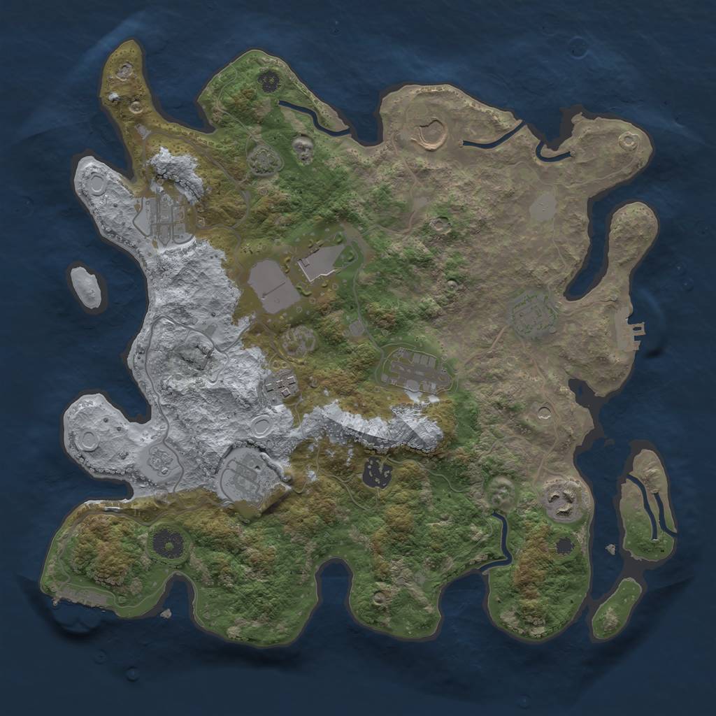 Rust Map: Procedural Map, Size: 3500, Seed: 280506683, 17 Monuments