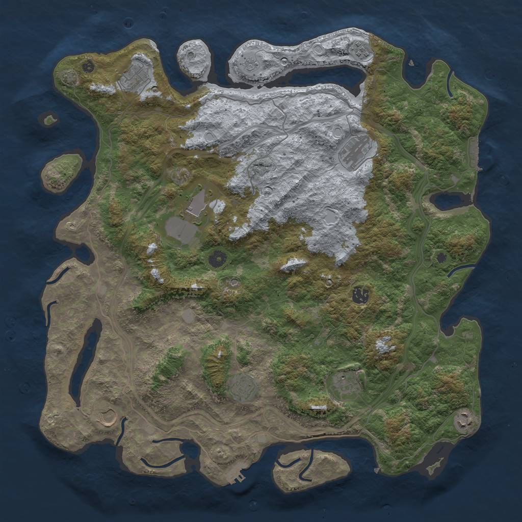 Rust Map: Procedural Map, Size: 4500, Seed: 1967942597, 17 Monuments
