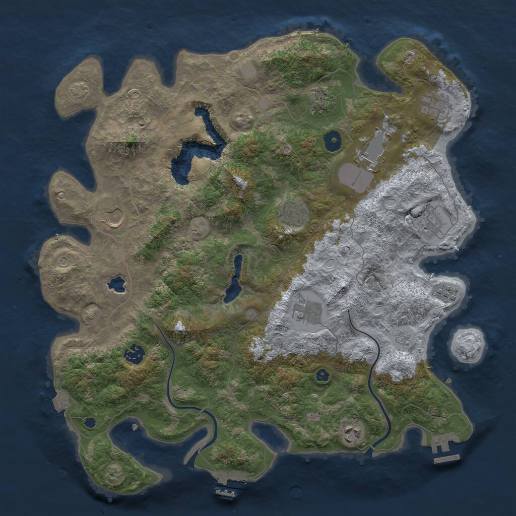 Rust Map: Procedural Map, Size: 4000, Seed: 1415110609, 16 Monuments