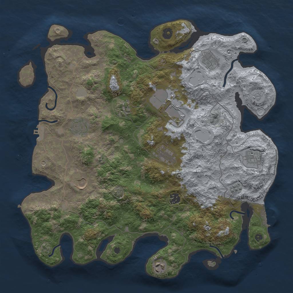 Rust Map: Procedural Map, Size: 4000, Seed: 2071463709, 18 Monuments