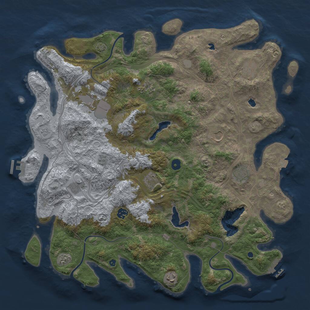 Rust Map: Procedural Map, Size: 4500, Seed: 263872438, 16 Monuments