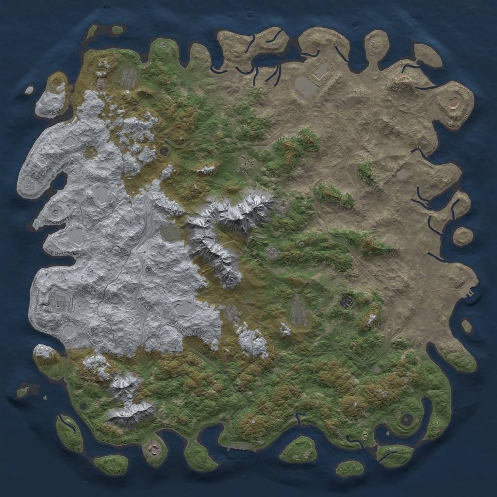 Rust Map: Procedural Map, Size: 6000, Seed: 1646982654, 19 Monuments
