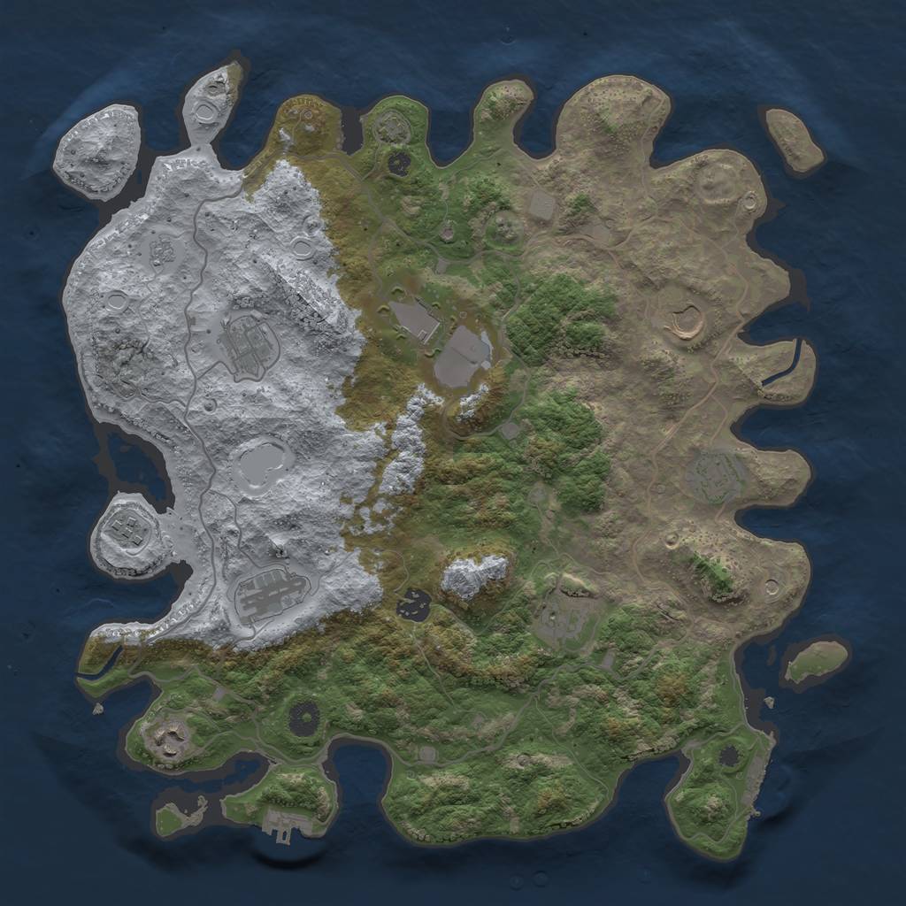 Rust Map: Procedural Map, Size: 4000, Seed: 2012504467, 17 Monuments