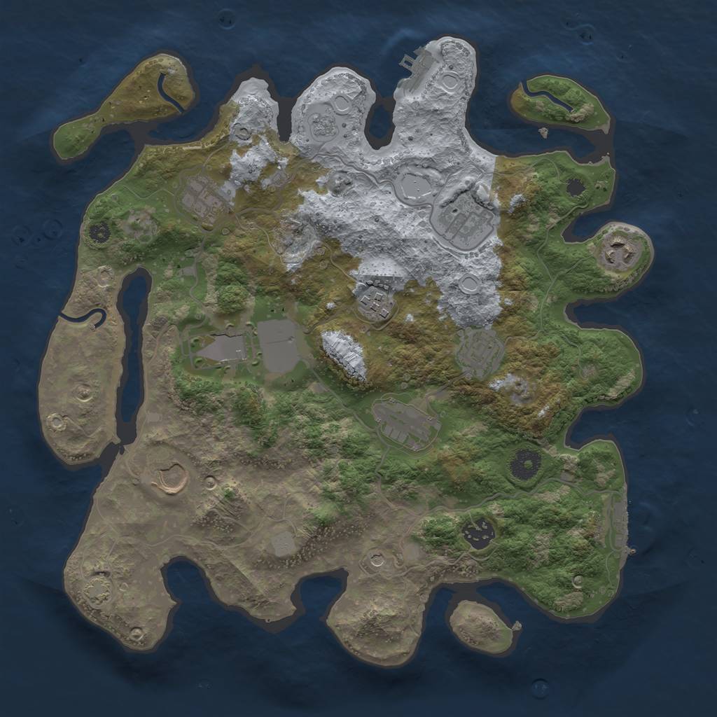 Rust Map: Procedural Map, Size: 3500, Seed: 623166285, 17 Monuments