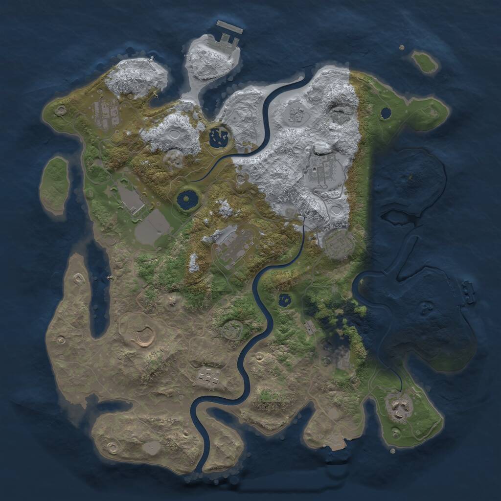 Rust Map: Procedural Map, Size: 3750, Seed: 1078367872, 16 Monuments