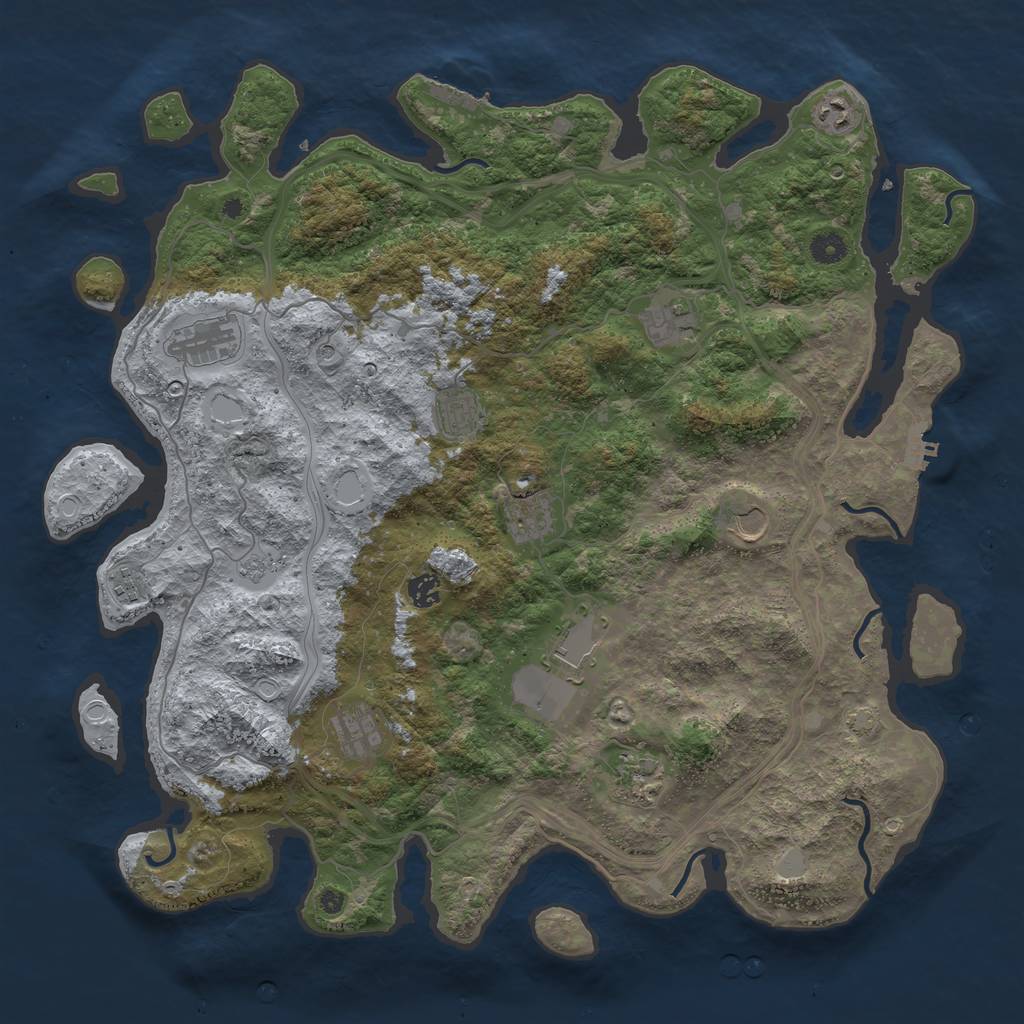 Rust Map: Procedural Map, Size: 4500, Seed: 1913141668, 19 Monuments