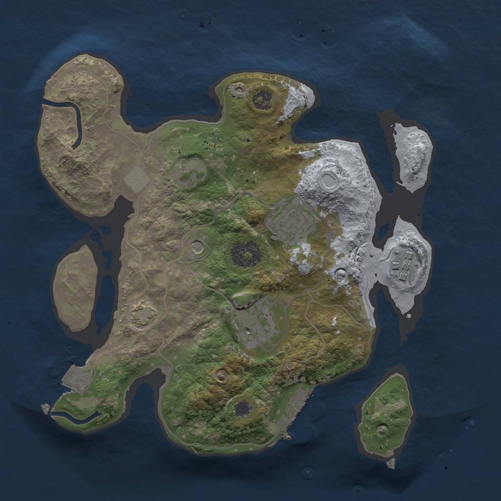 Rust Map: Procedural Map, Size: 2500, Seed: 1113206266, 9 Monuments