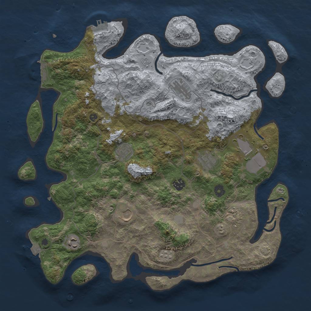 Rust Map: Procedural Map, Size: 4000, Seed: 22968957, 17 Monuments
