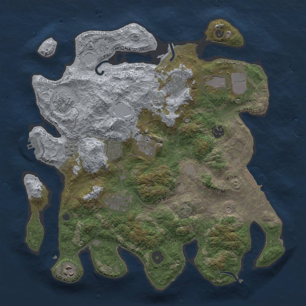 Rust Map: Procedural Map, Size: 3700, Seed: 57544478, 17 Monuments