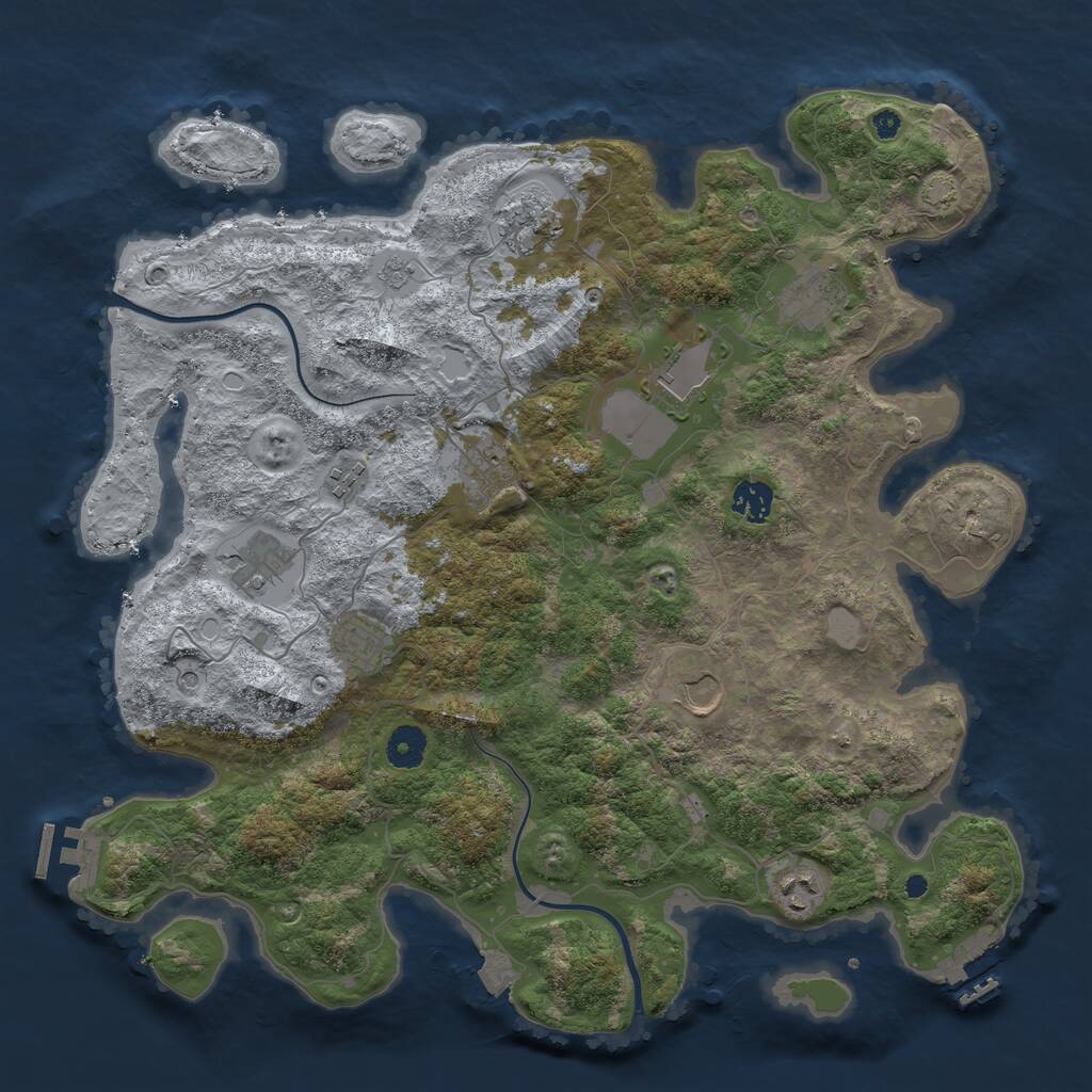 Rust Map: Procedural Map, Size: 3950, Seed: 9811603, 16 Monuments