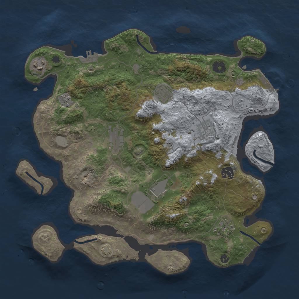 Rust Map: Procedural Map, Size: 3500, Seed: 705755931, 16 Monuments