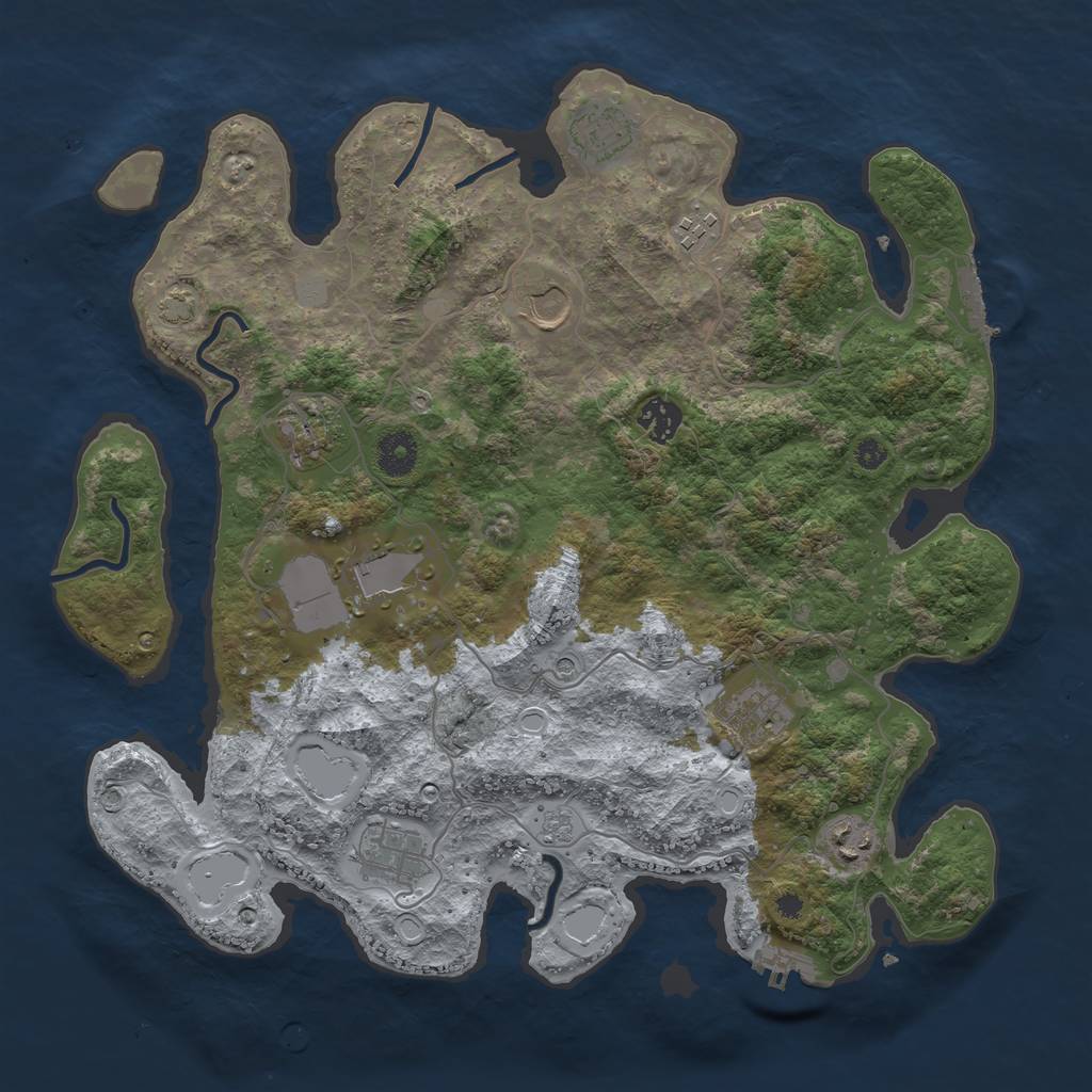 Rust Map: Procedural Map, Size: 3750, Seed: 12099557, 17 Monuments