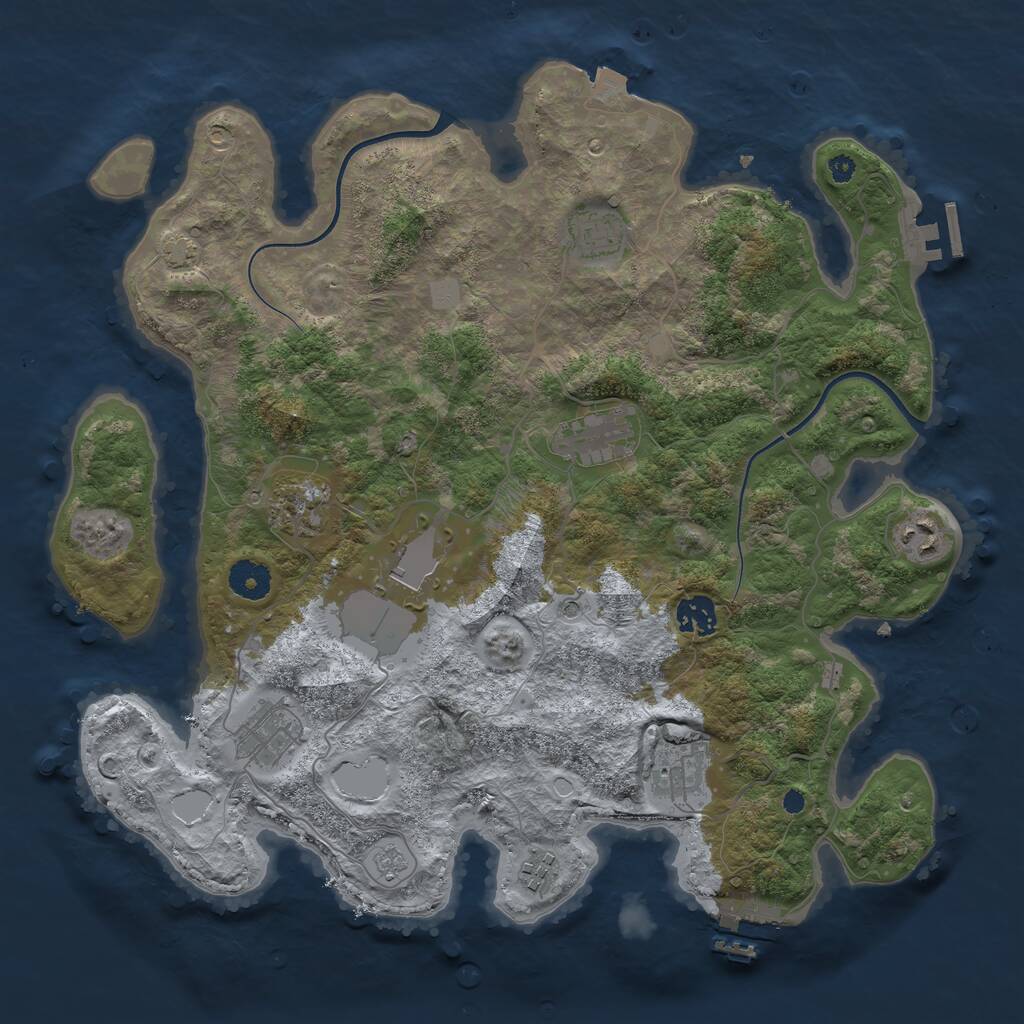 Rust Map: Procedural Map, Size: 3750, Seed: 12099557, 15 Monuments