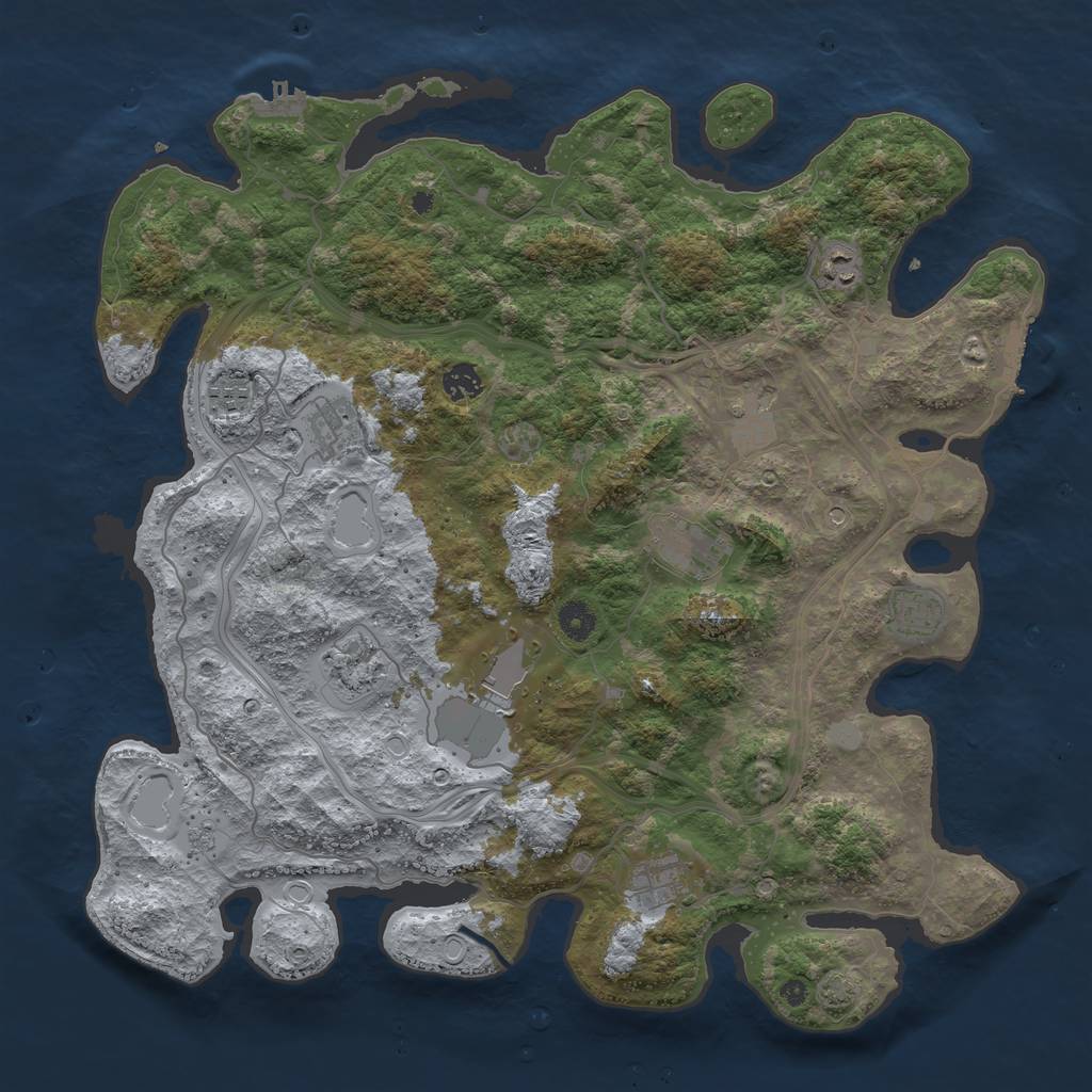 Rust Map: Procedural Map, Size: 4300, Seed: 59876639, 18 Monuments