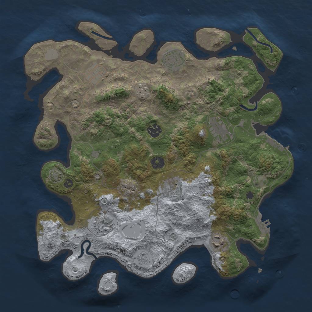 Rust Map: Procedural Map, Size: 3450, Seed: 23646320, 16 Monuments
