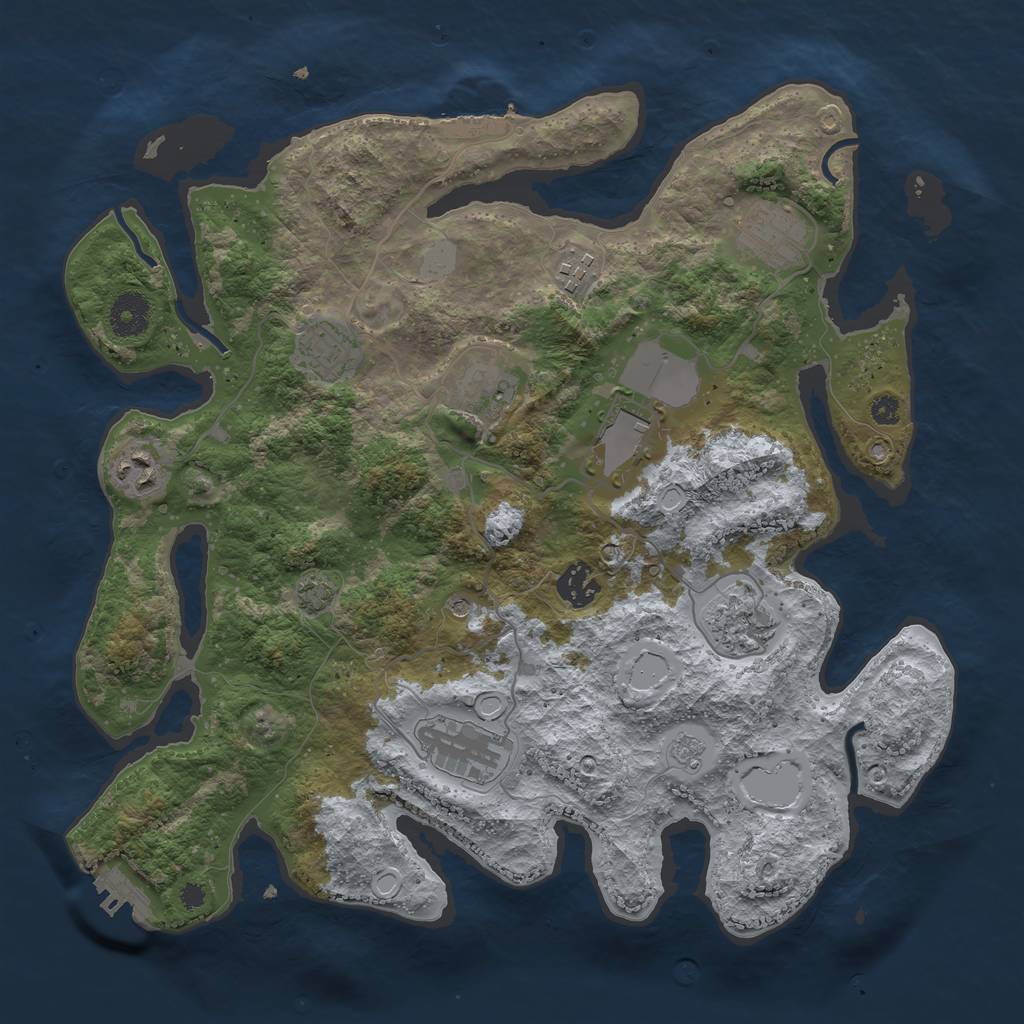 Rust Map: Procedural Map, Size: 3600, Seed: 10271454, 17 Monuments