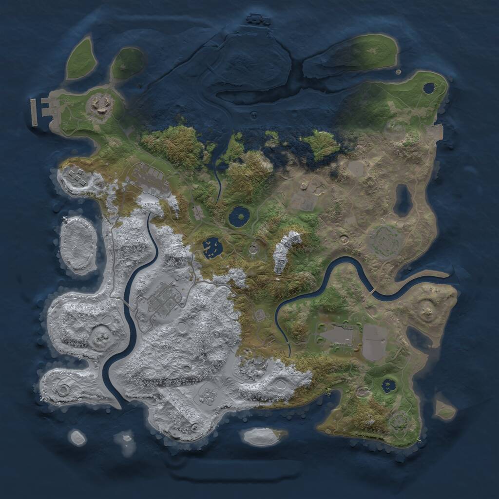 Rust Map: Procedural Map, Size: 3650, Seed: 83829264, 15 Monuments