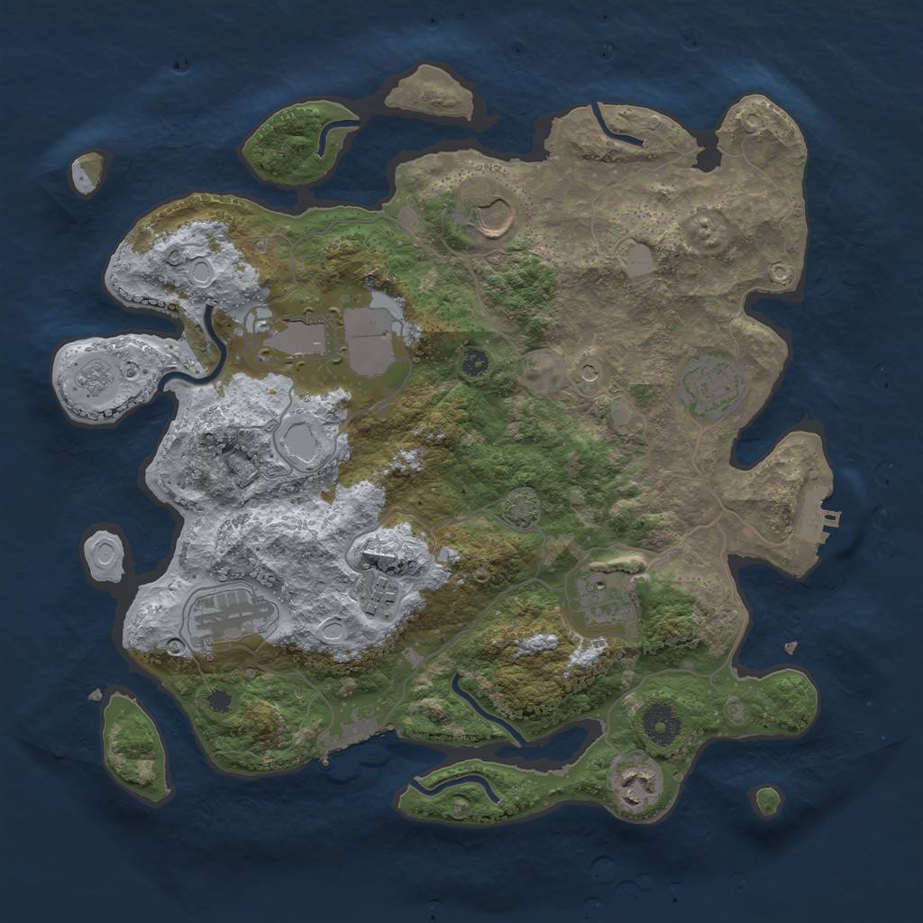 Rust Map: Procedural Map, Size: 3500, Seed: 22628863, 15 Monuments