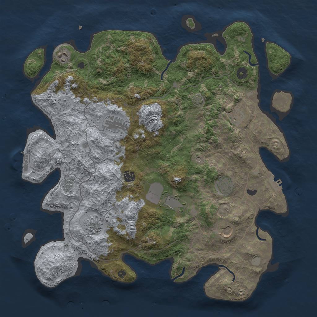Rust Map: Procedural Map, Size: 4100, Seed: 90169496, 17 Monuments
