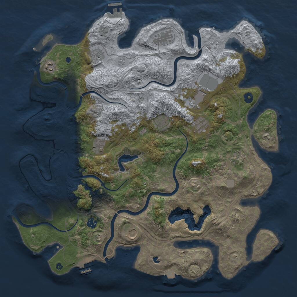 Rust Map: Procedural Map, Size: 4400, Seed: 48641823, 17 Monuments