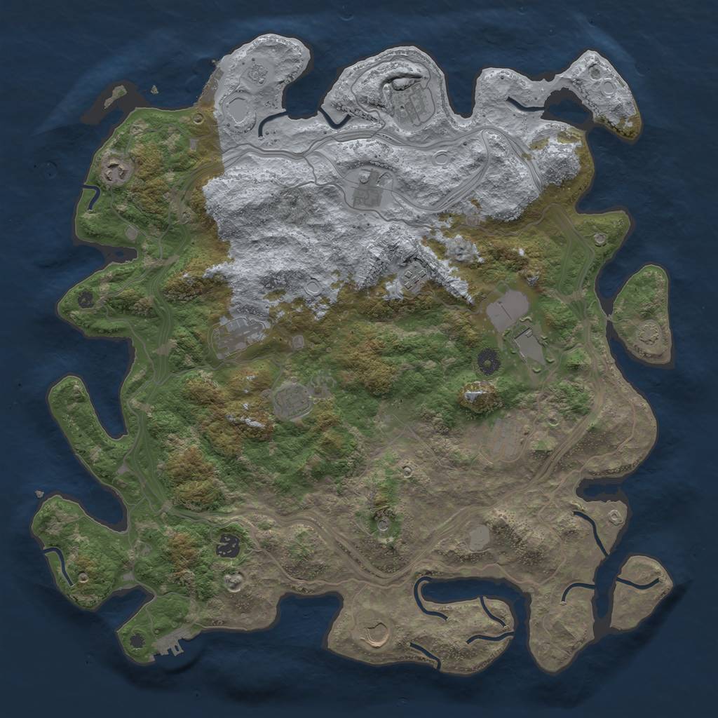 Rust Map: Procedural Map, Size: 4400, Seed: 48641823, 18 Monuments
