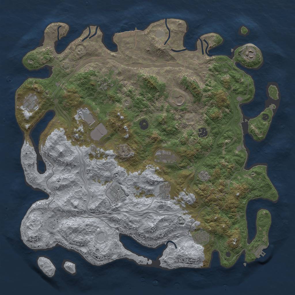 Rust Map: Procedural Map, Size: 4500, Seed: 461097998, 19 Monuments