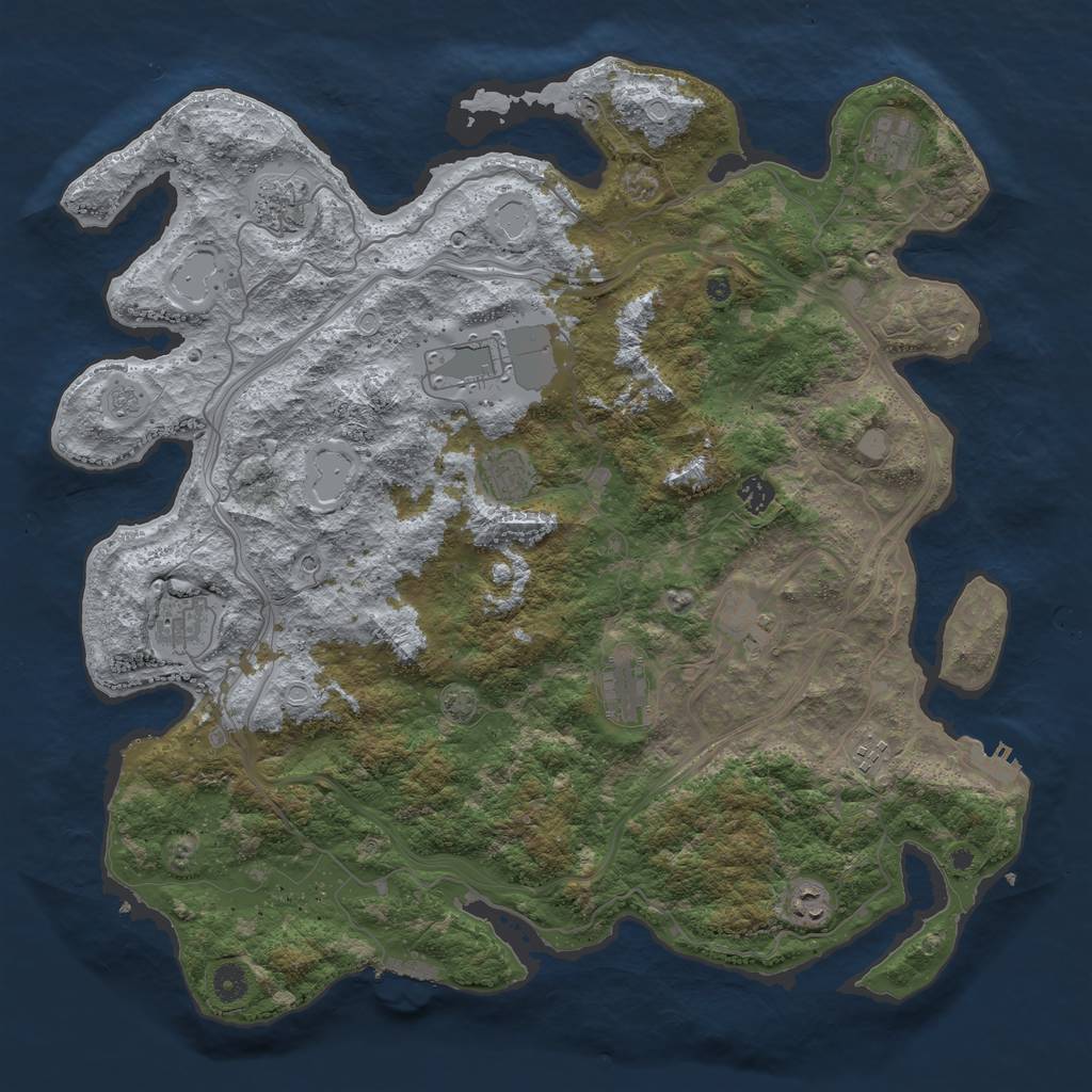 Rust Map: Procedural Map, Size: 4500, Seed: 893748972, 18 Monuments