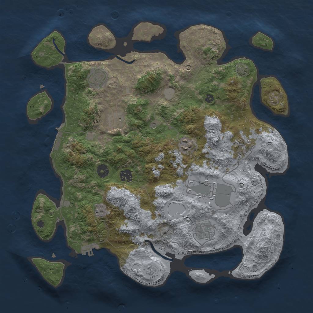 Rust Map: Procedural Map, Size: 3700, Seed: 53207359, 16 Monuments