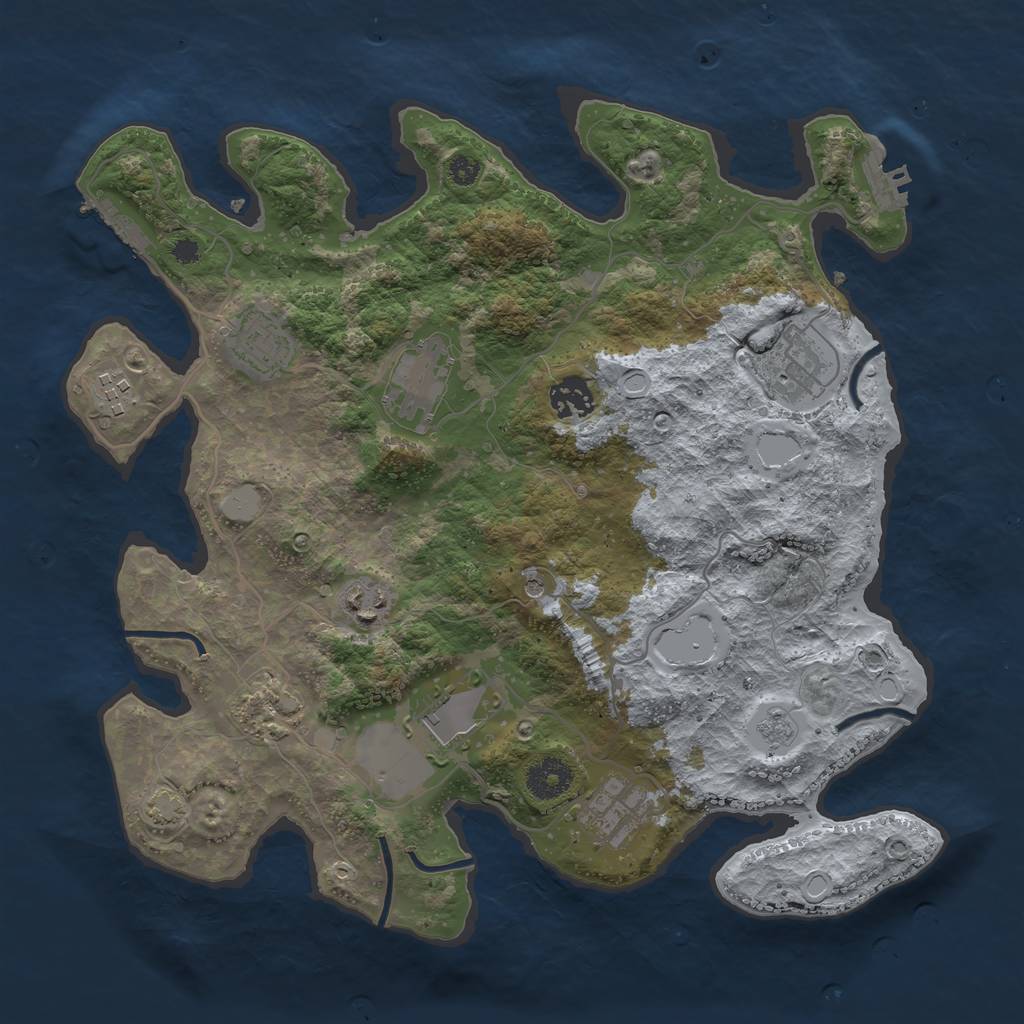 Rust Map: Procedural Map, Size: 3500, Seed: 914415101, 17 Monuments