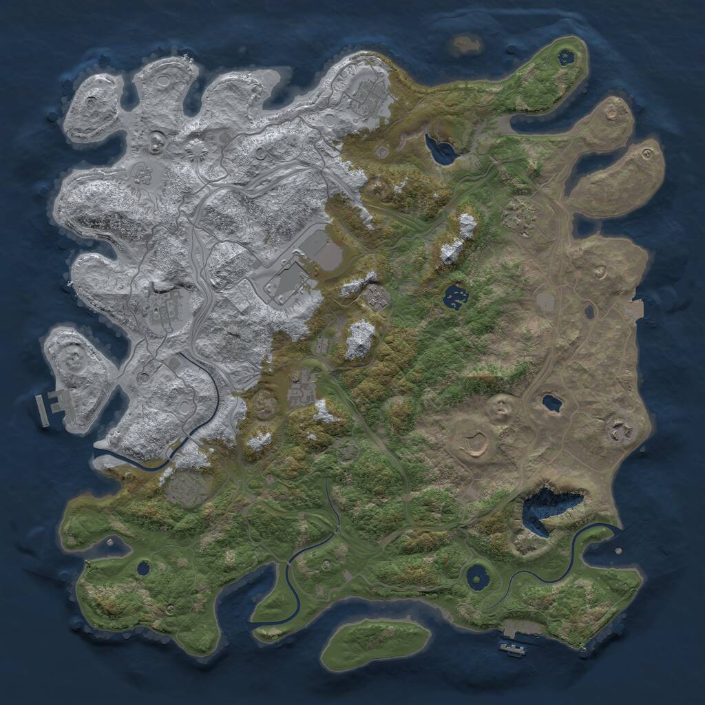 Rust Map: Procedural Map, Size: 4400, Seed: 81231958, 16 Monuments