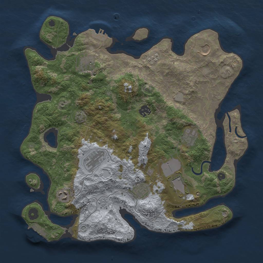 Rust Map: Procedural Map, Size: 3550, Seed: 73227768, 17 Monuments