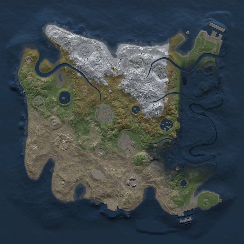 Rust Map: Procedural Map, Size: 3000, Seed: 1406437046, 12 Monuments