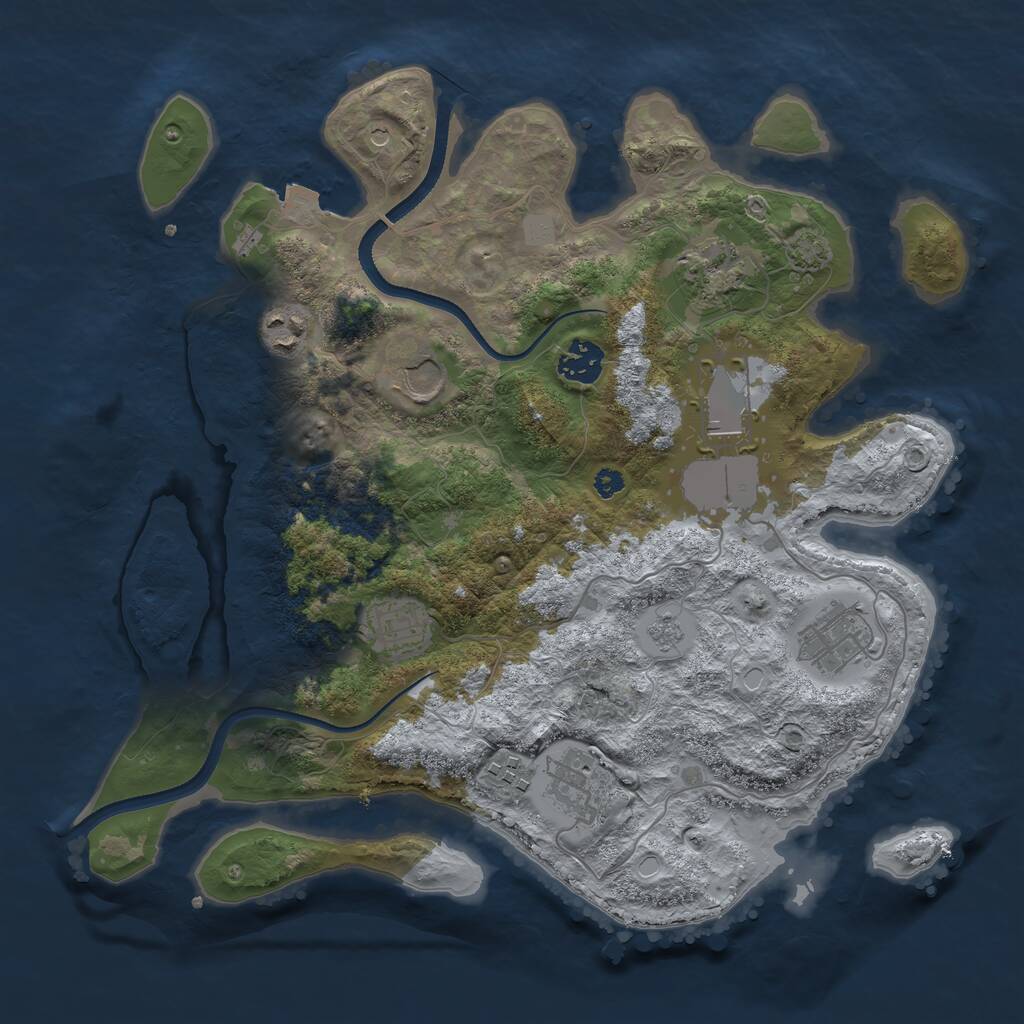Rust Map: Procedural Map, Size: 3500, Seed: 1710204785, 13 Monuments