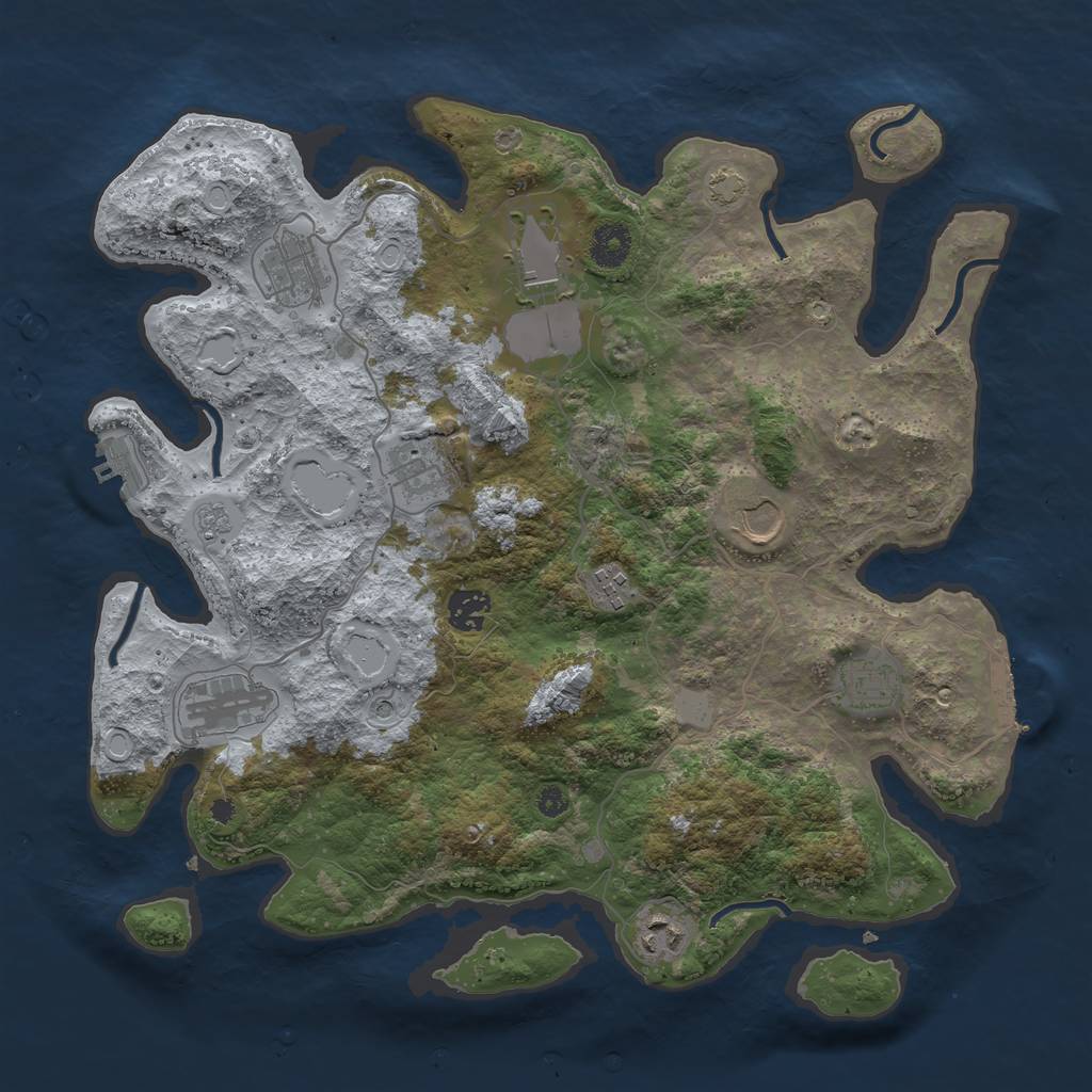 Rust Map: Procedural Map, Size: 3750, Seed: 86868123, 17 Monuments