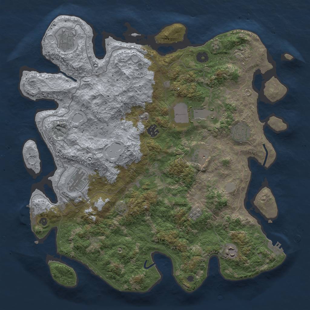 Rust Map: Procedural Map, Size: 4000, Seed: 81448099, 16 Monuments