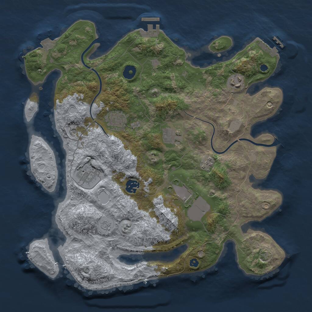 Rust Map: Procedural Map, Size: 3500, Seed: 1821881891, 13 Monuments