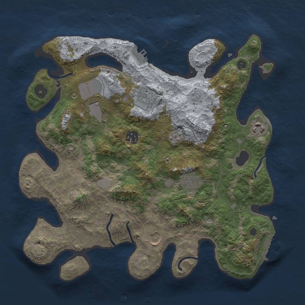 Rust Map: Procedural Map, Size: 3500, Seed: 525428875, 15 Monuments
