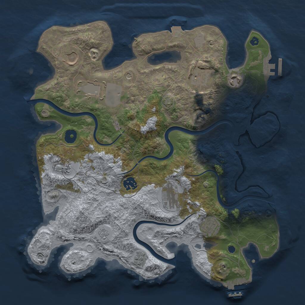 Rust Map: Procedural Map, Size: 3500, Seed: 719798592, 15 Monuments