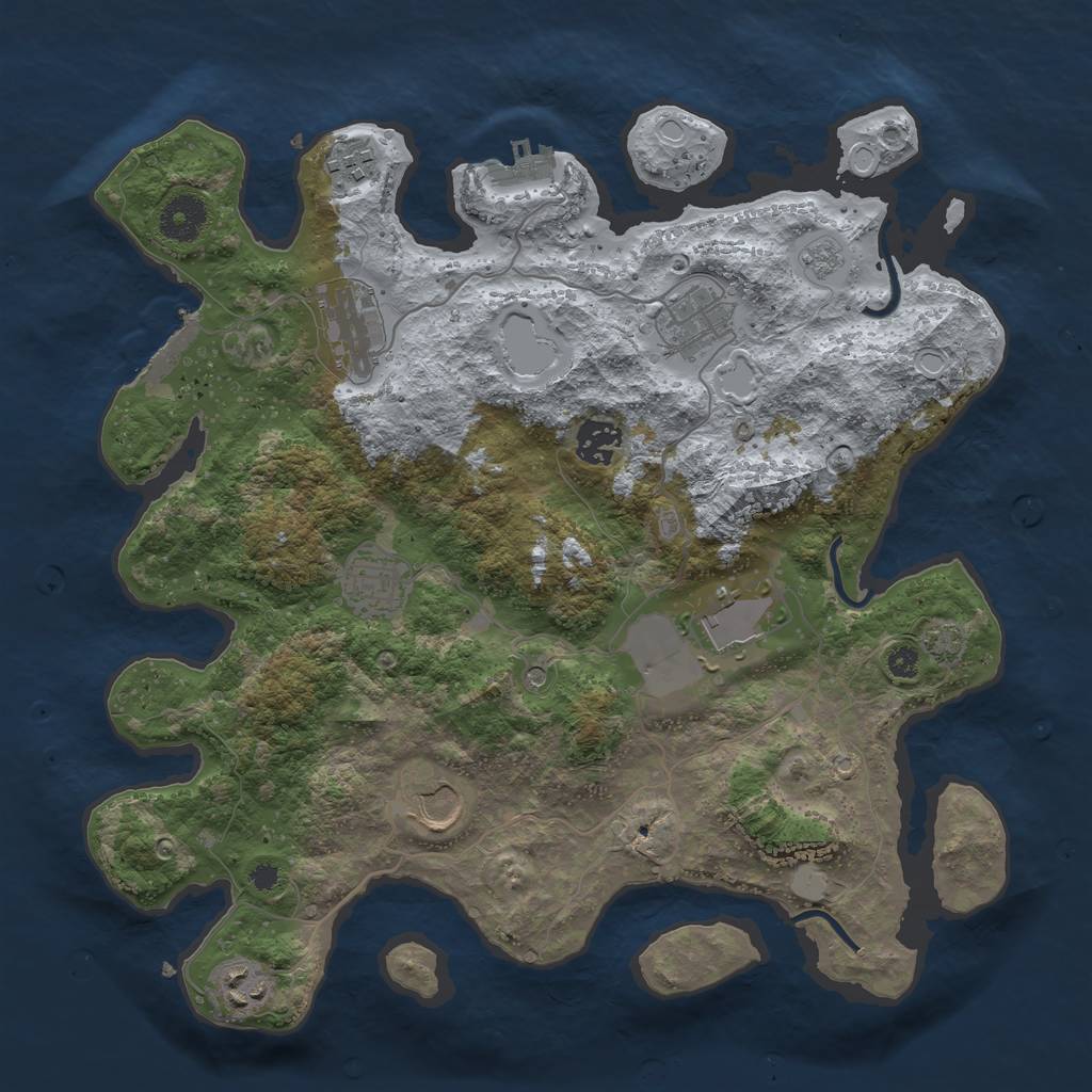 Rust Map: Procedural Map, Size: 3550, Seed: 15119409, 16 Monuments