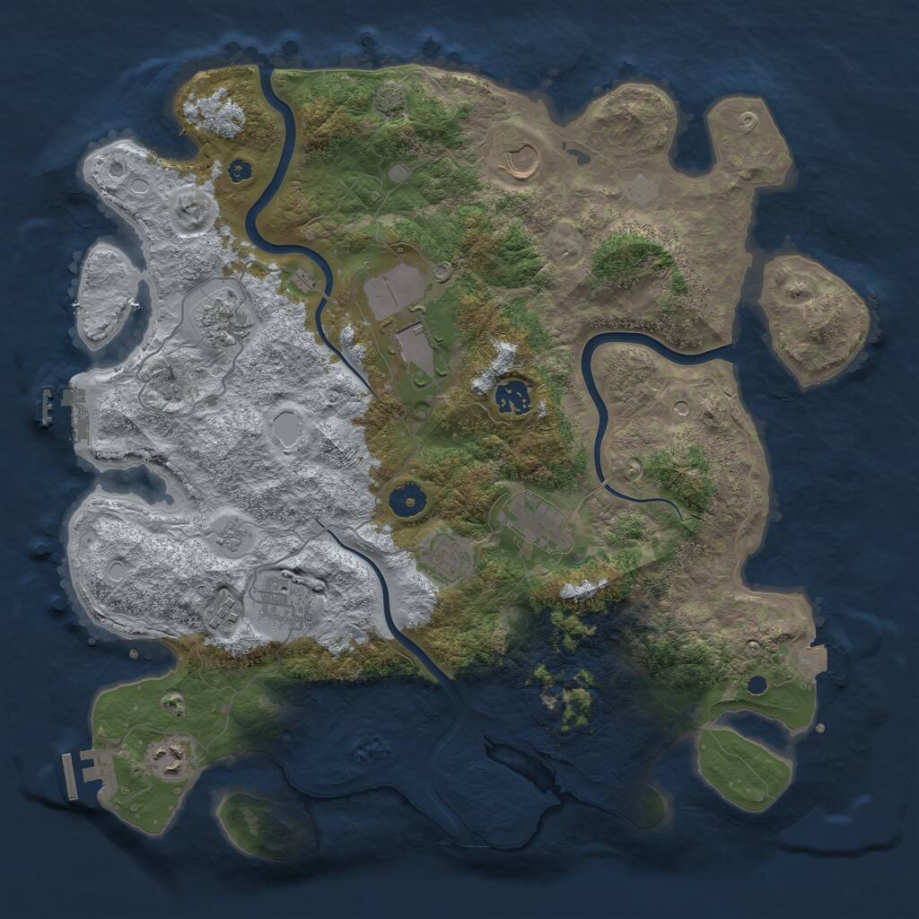 Rust Map: Procedural Map, Size: 3950, Seed: 45870503, 15 Monuments