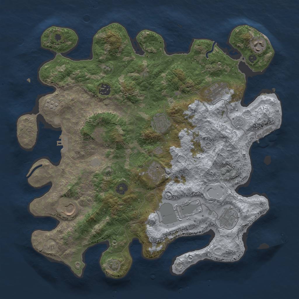 Rust Map: Procedural Map, Size: 3800, Seed: 35409864, 17 Monuments