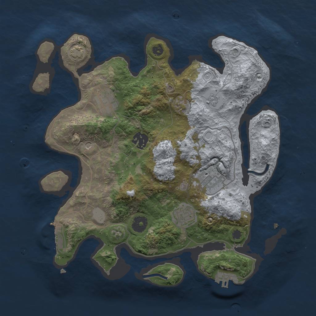 Rust Map: Procedural Map, Size: 3000, Seed: 27144, 12 Monuments