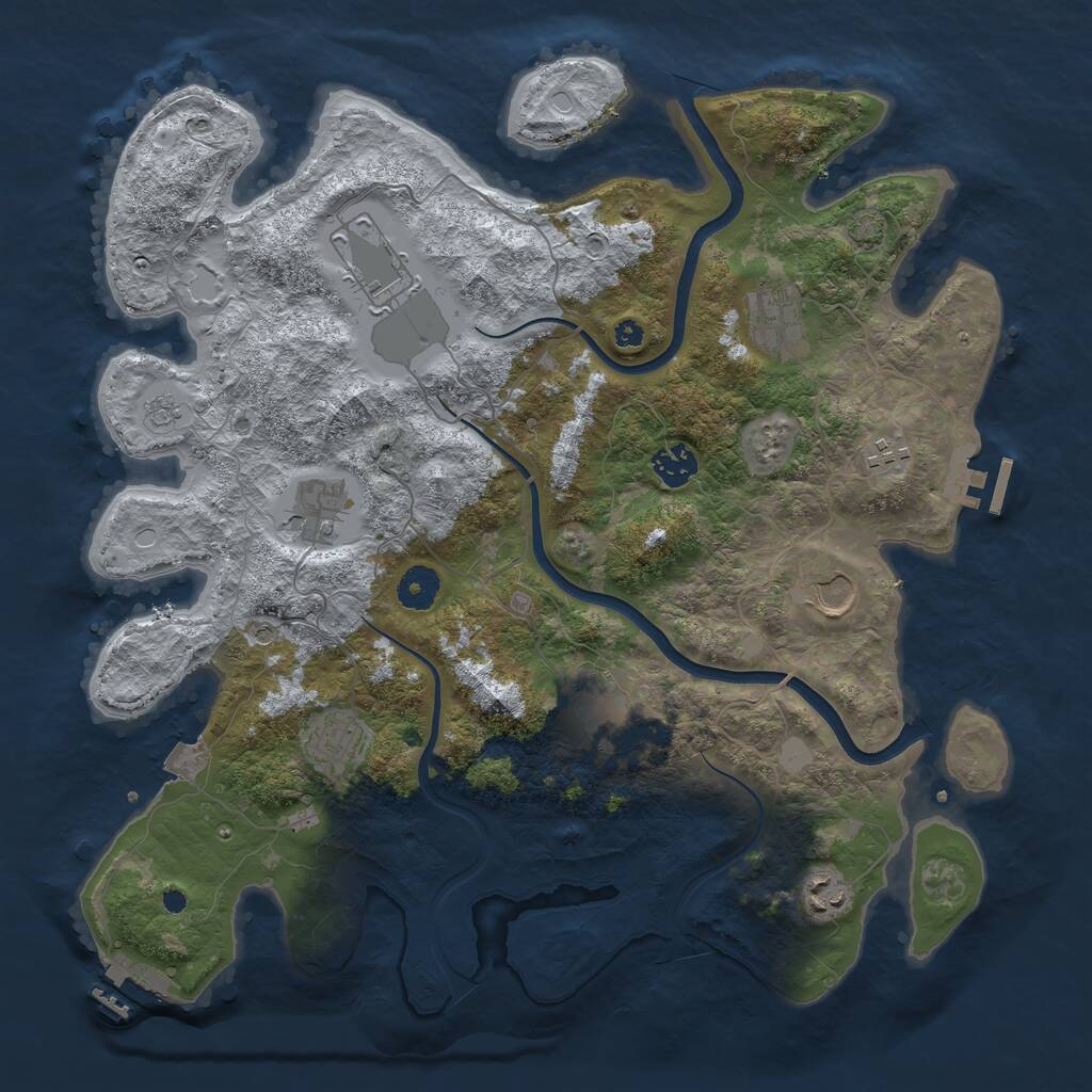 Rust Map: Procedural Map, Size: 3850, Seed: 30899041, 15 Monuments