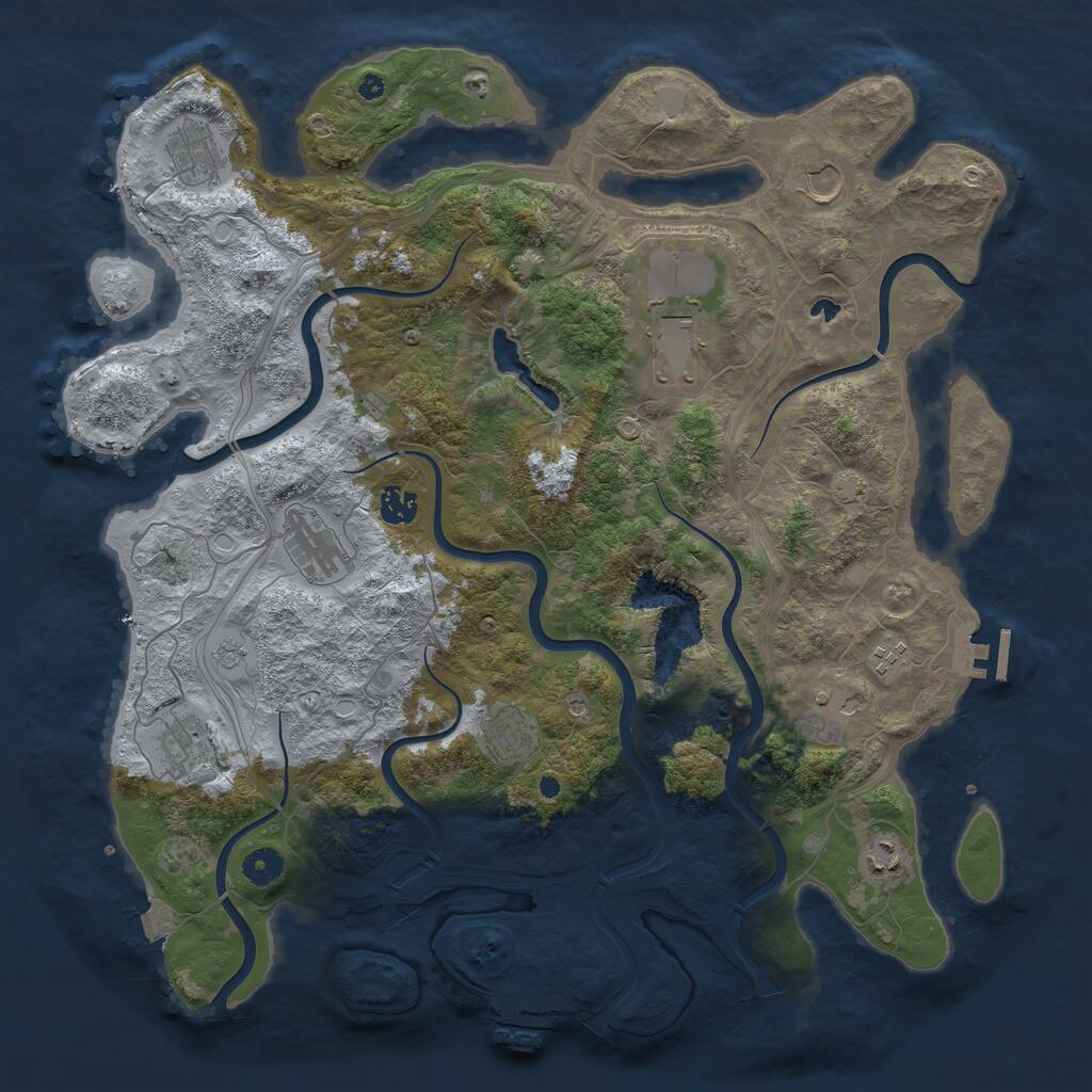 Rust Map: Procedural Map, Size: 4250, Seed: 85266024, 16 Monuments