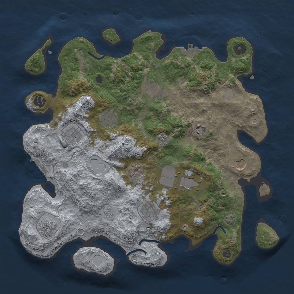 Rust Map: Procedural Map, Size: 3700, Seed: 187318686, 18 Monuments