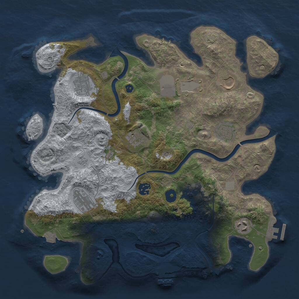 Rust Map: Procedural Map, Size: 3650, Seed: 95146012, 16 Monuments